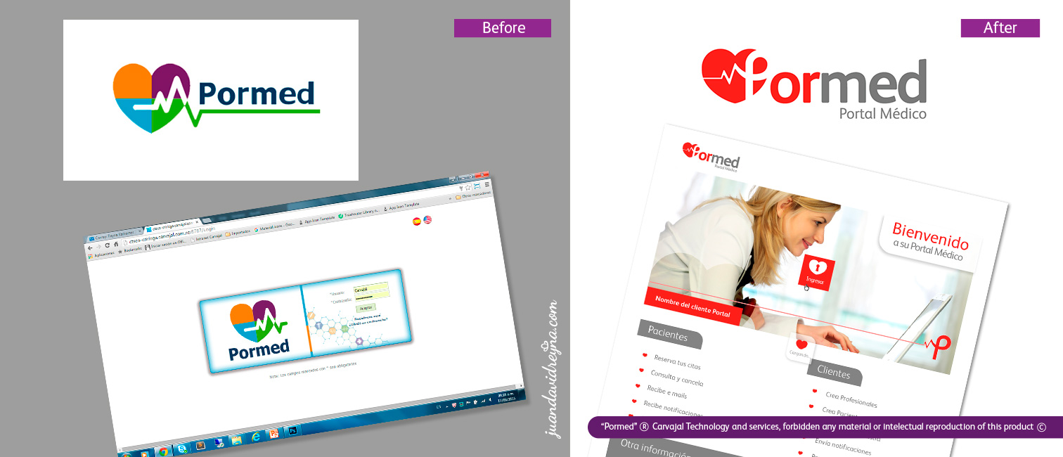 Before and after of the image re design of the product. Go to Printing-Web section to see more details regarding this project